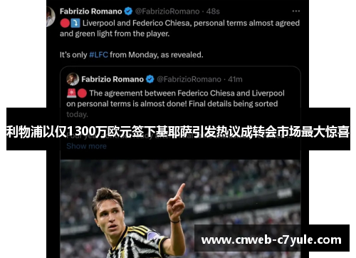 利物浦以仅1300万欧元签下基耶萨引发热议成转会市场最大惊喜